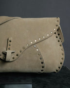 "CELINE" Studs design suede leather shoulder bag