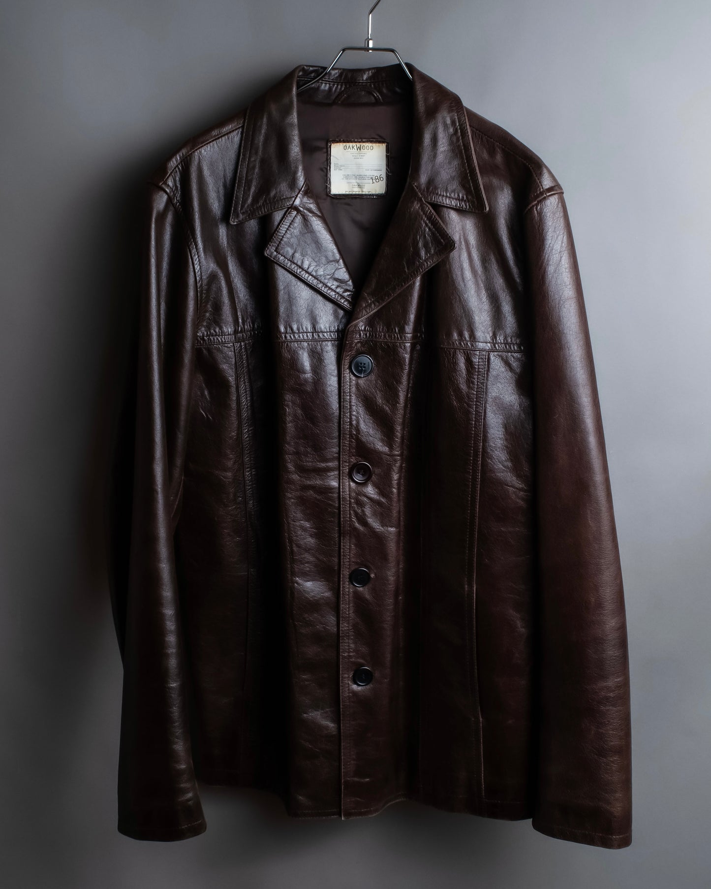 "Vintage 100% cow leather oversized tailored jacket"