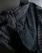 "BURBERRY" Check pattern double zipper hooded coat