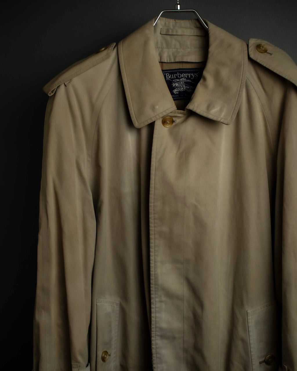 "BURBERRYS" Military detail single front stand collar coat
