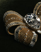 “HANAE MORI” 80’s-90’s Sculptural crystal bow brooch