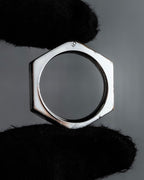 "MAISON MARGIELA" Numbered logo engraved hexagonal silver ring