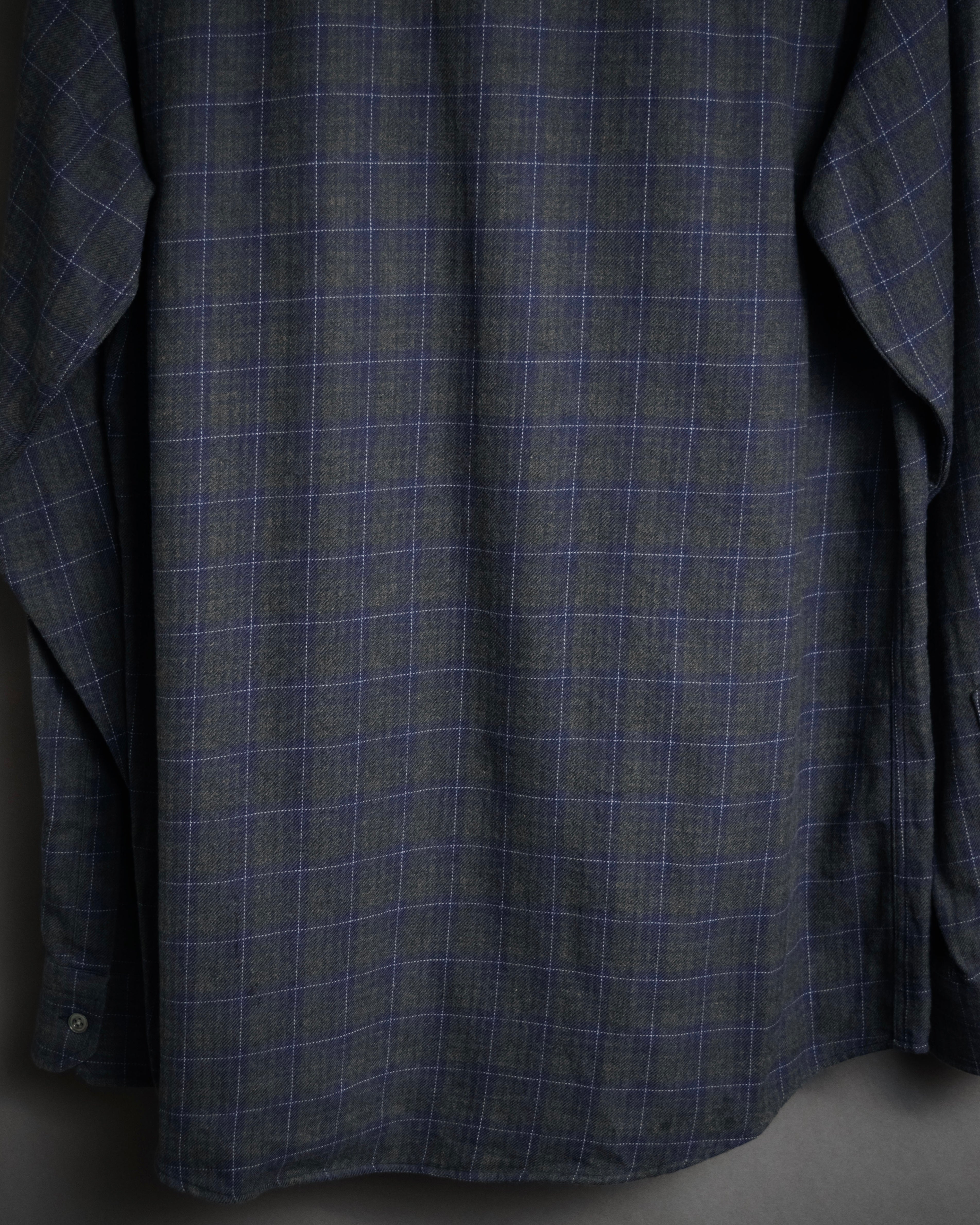 “HERMES” 90’s–00’s Windowpane cotton button down shirt