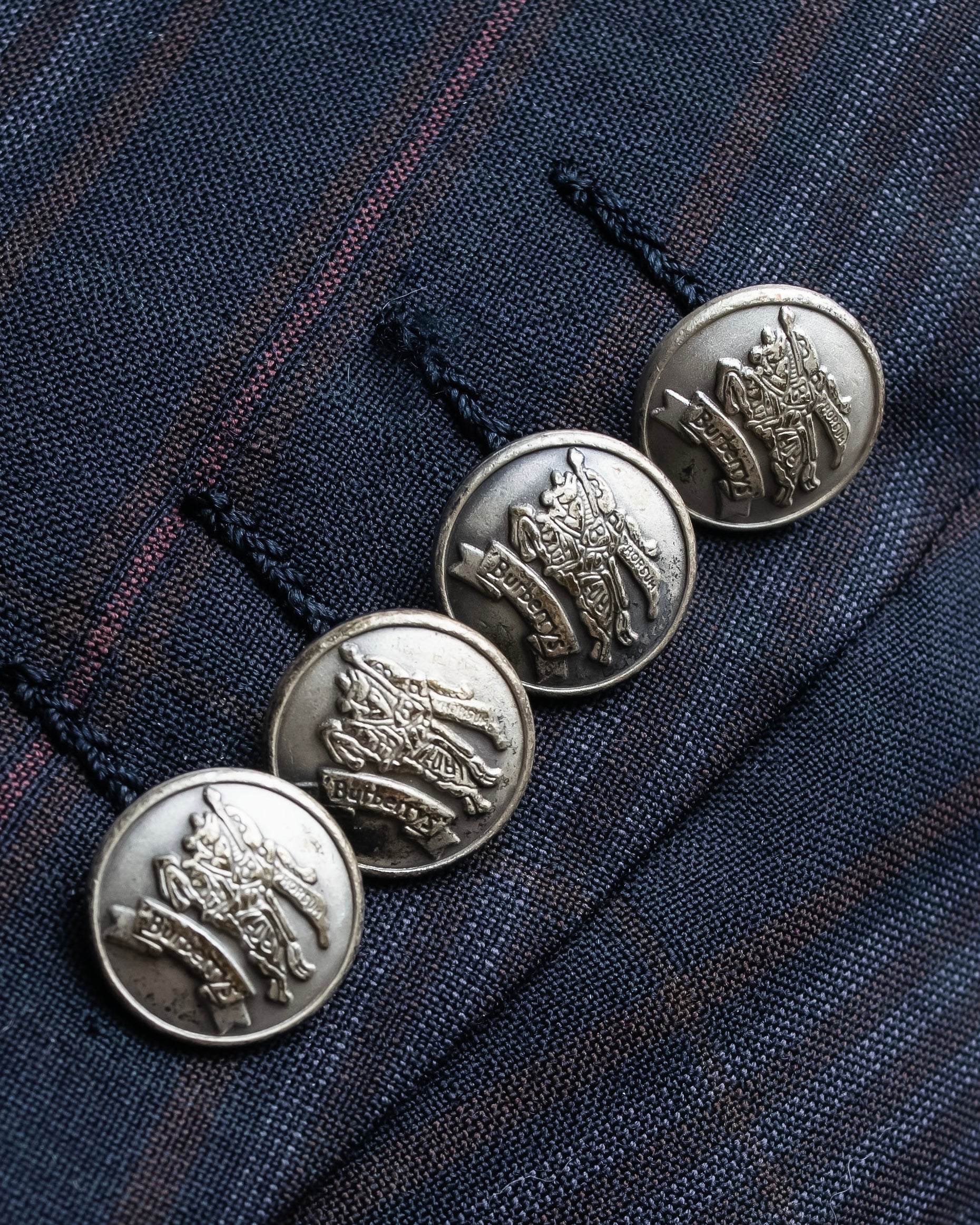 "BURBERRYS" Micro check pattern metal button blazer