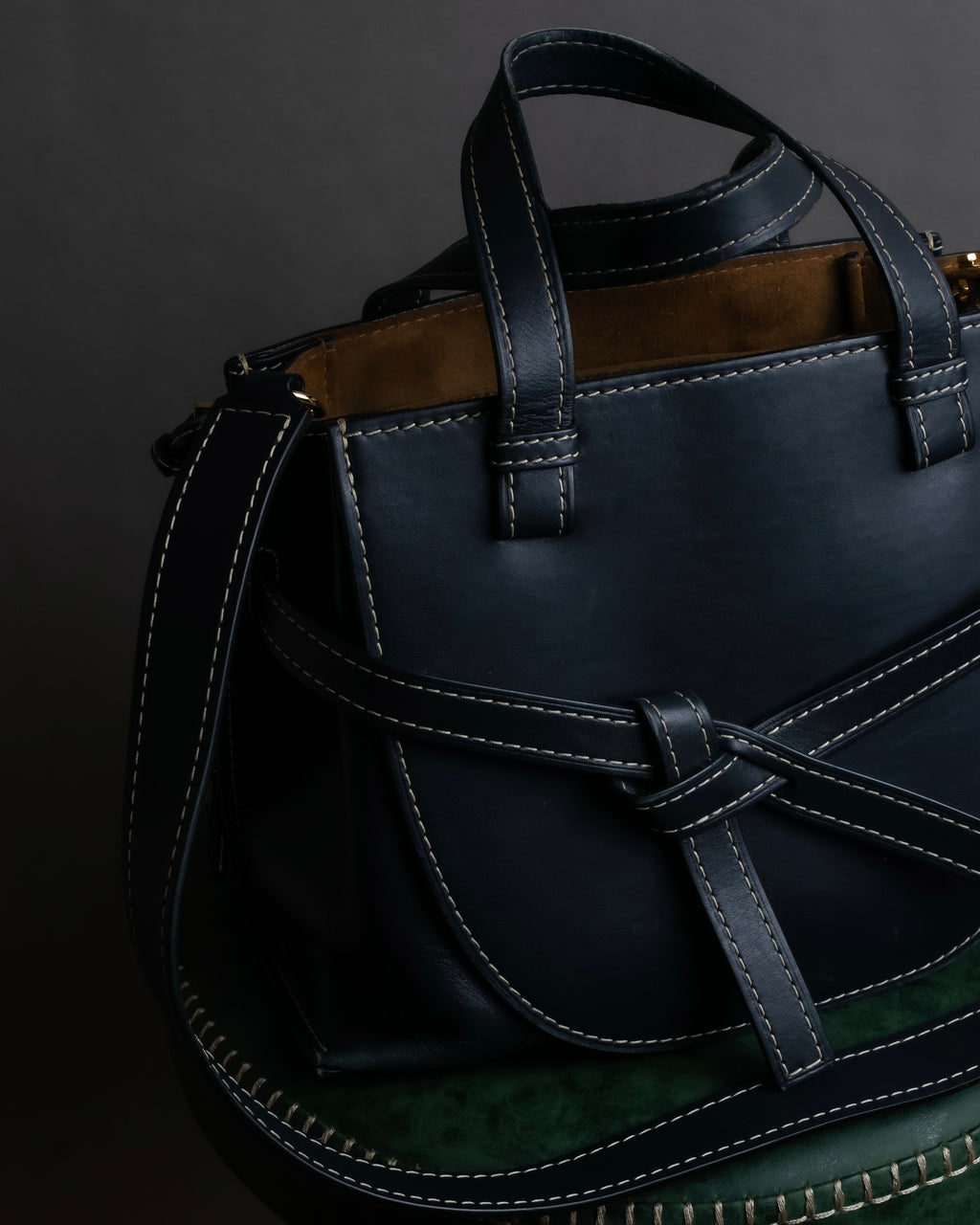 "LOEWE" Gate top handle 2way leather bag