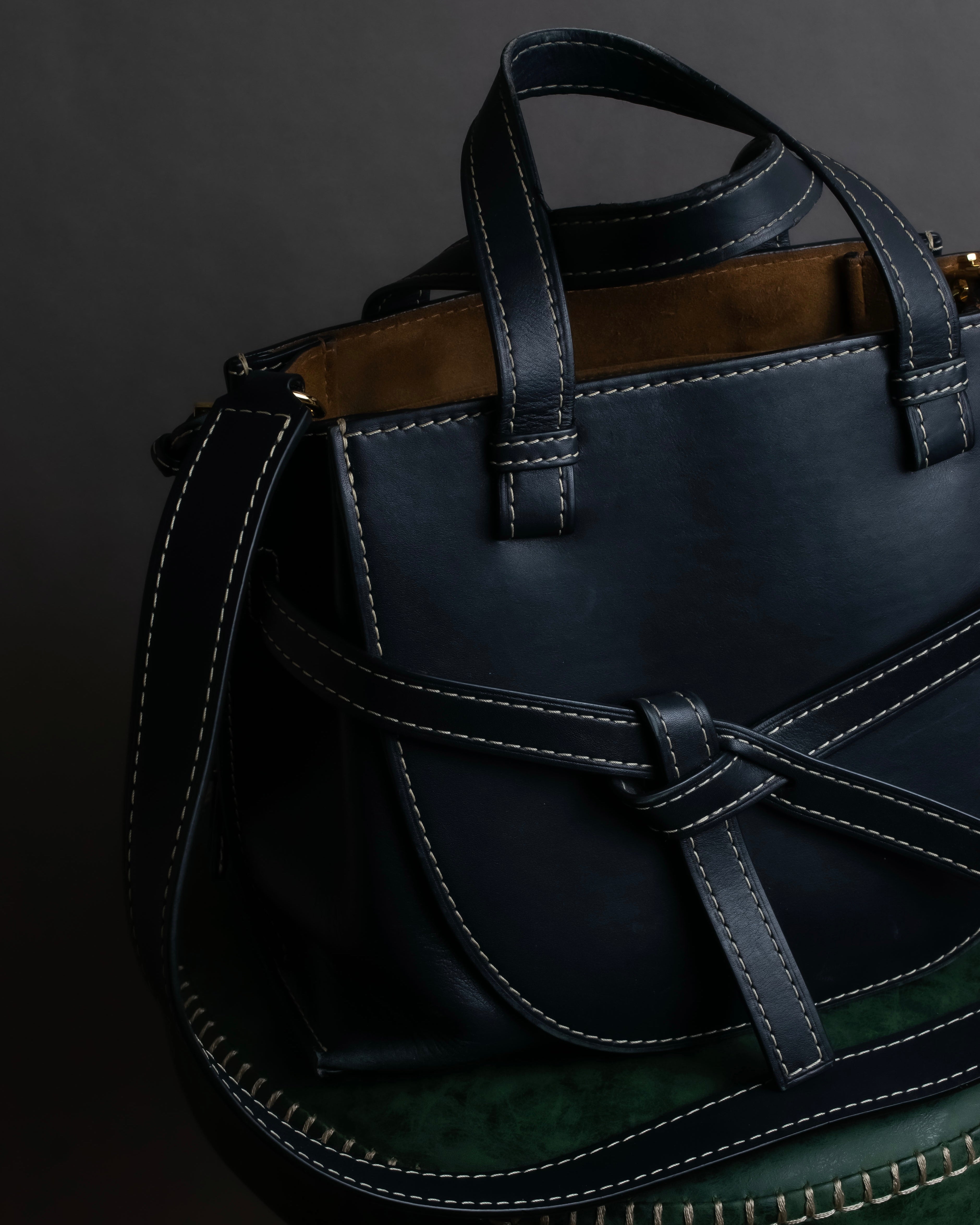 "LOEWE" Gate top handle 2way leather bag