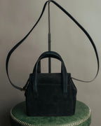 “Salvatore Ferragamo” 1995 Double gancini suede leather handbag