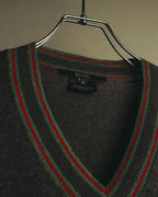 “GUCCI” 90’s-00’s Web stripe V-neck knit sweater