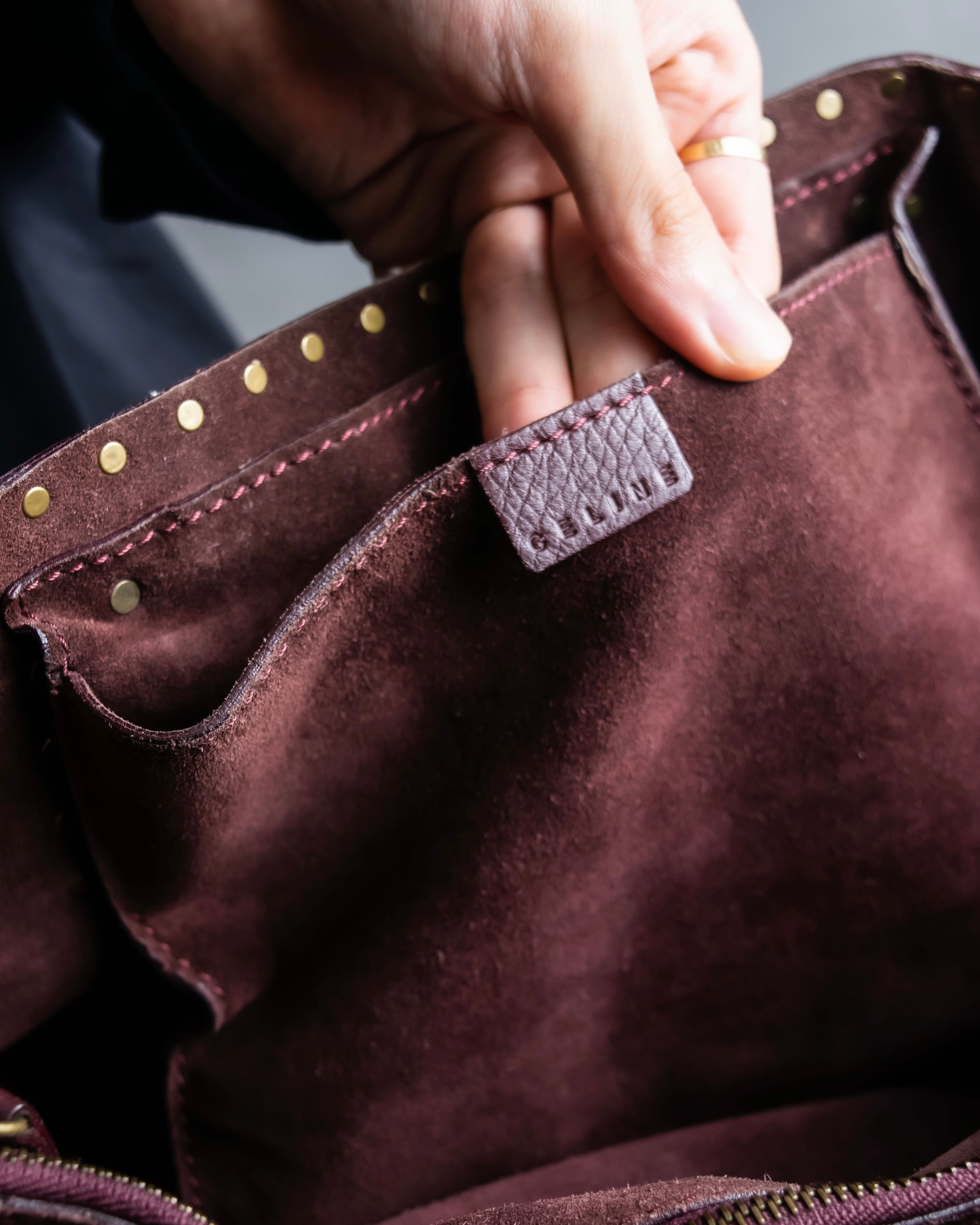 "CELINE" Stud design bordeaux color boogie bag