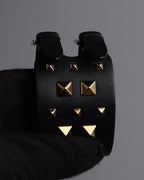 "VALENTINO" Pyramid stud design double buckle leather bracelet
