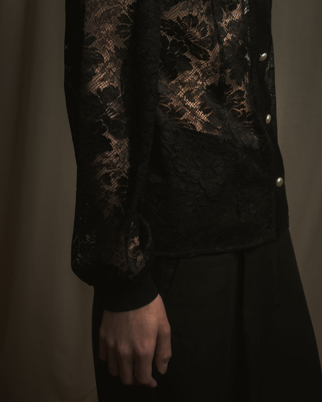 "VALENTINO MISS V" Late 80s botanical lace polo shirt