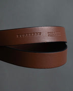 "BURBERRY" Gold circle metal design waist mark leather belt
