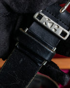 "KATHARINE HAMNETT" Vintage aged silver buckle leather belt