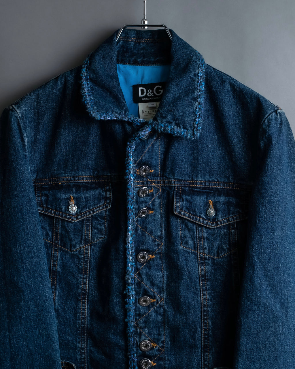“D&amp;G” Tweed attached bijou button denim jacket