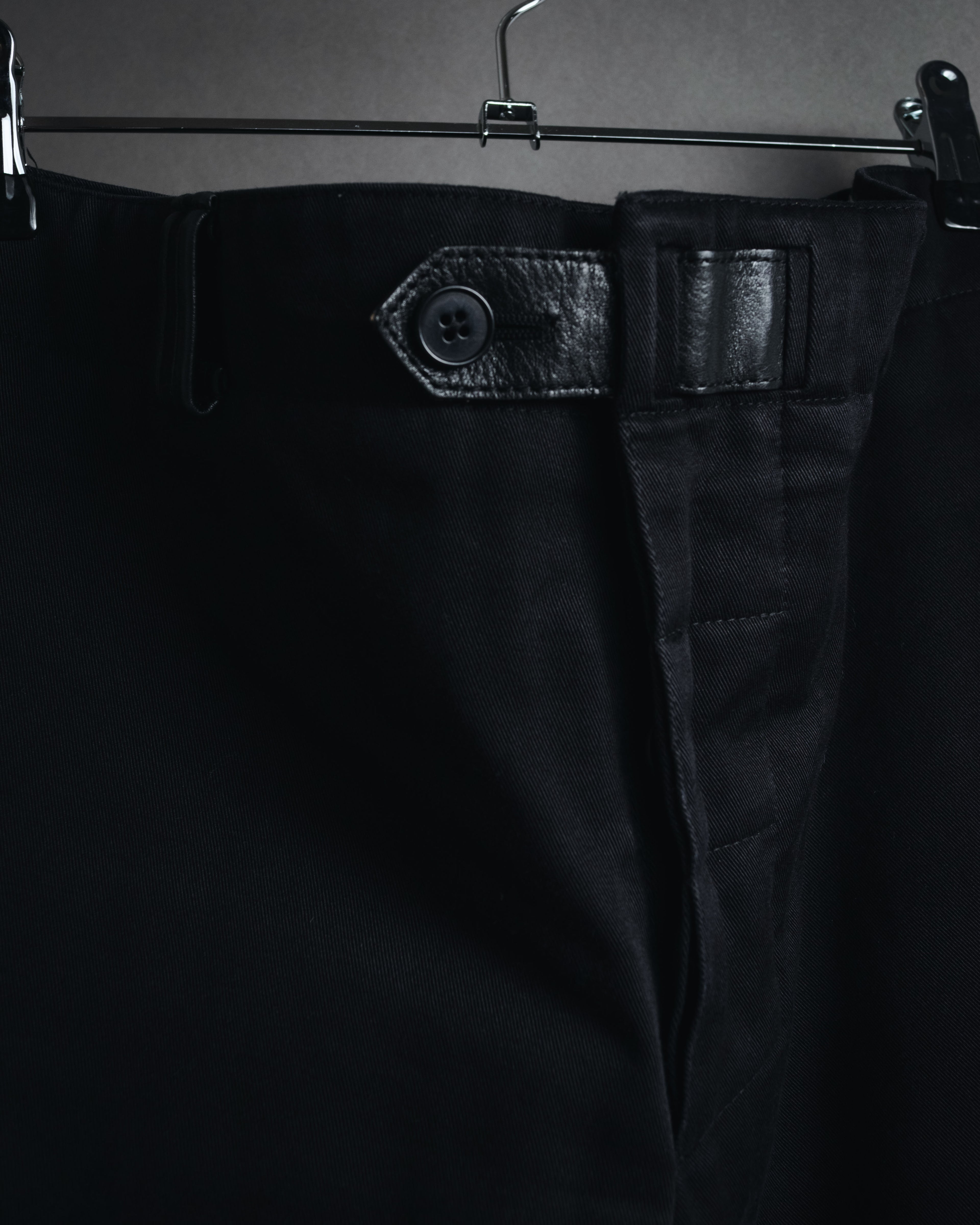 "HERMES" 00’s high density cotton twill lamb leather accents pants