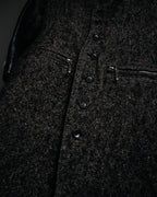 “JUNYA WATANABE COMME des GARCONS” 2011 aw Herringbone tweed long coat with leather sleeves