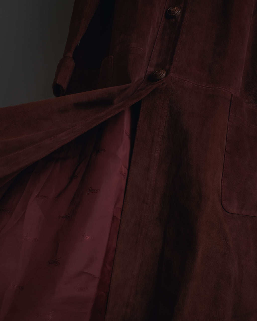 -SPECIAL- "GUCCI" 70’s Suede leather round collar coat