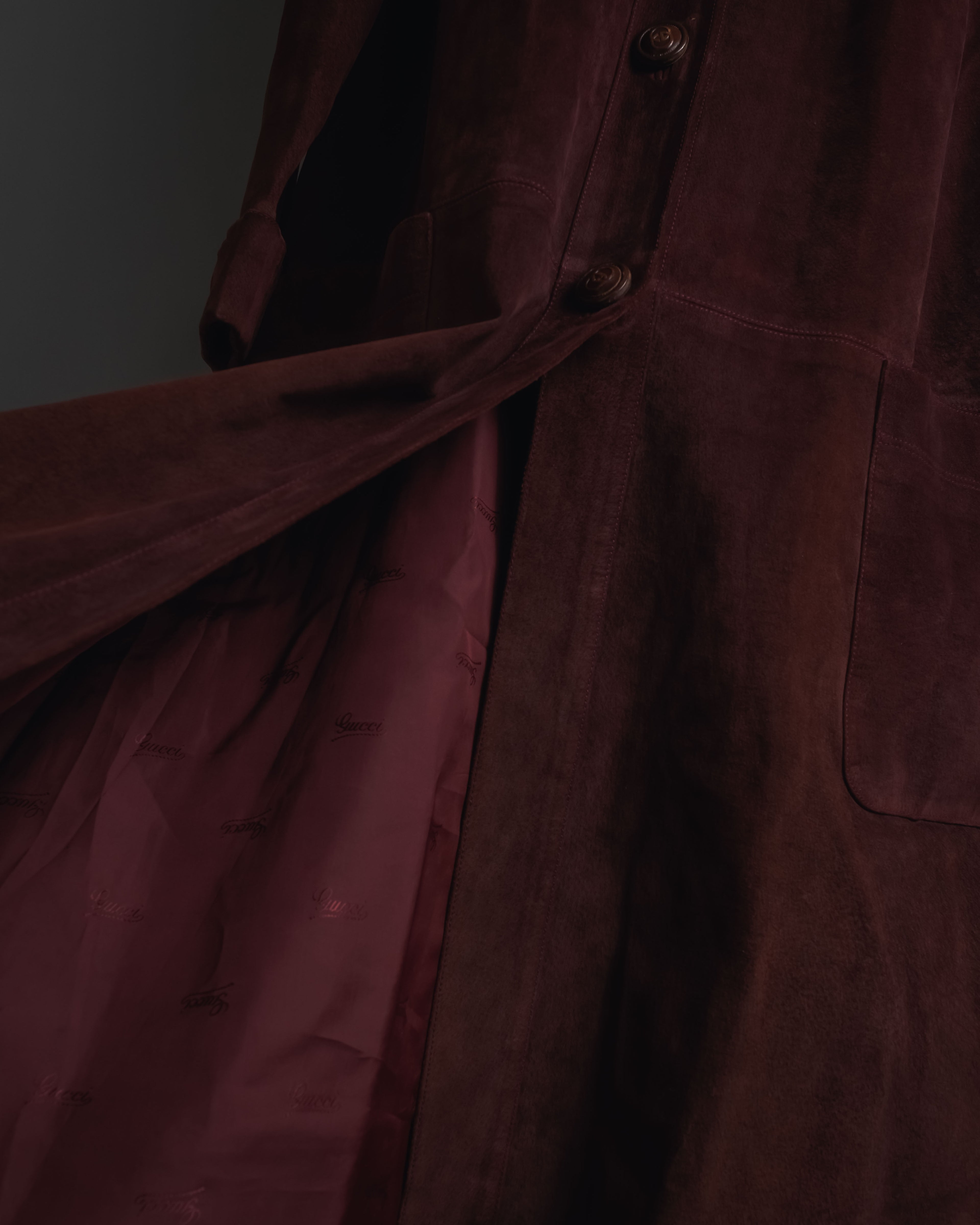 -SPECIAL- "GUCCI" 70’s Suede leather round collar coat