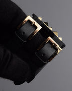 "VALENTINO" Pyramid stud design double buckle leather bracelet