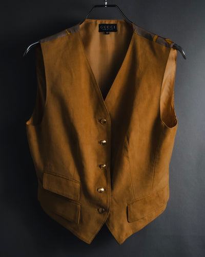 "GUCCI" 90’s suede and silk equestrian back vest