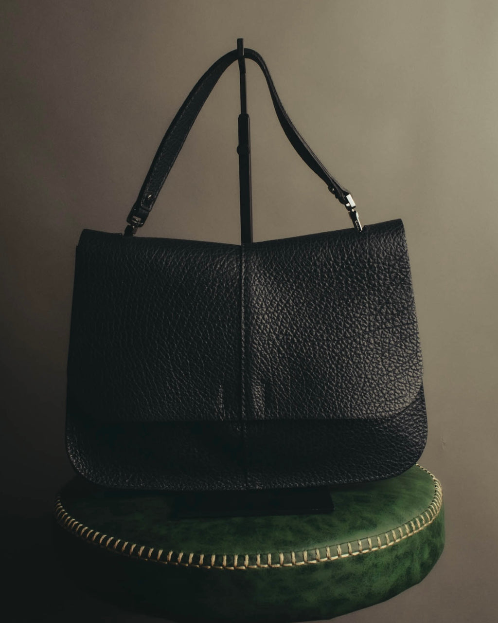 "GIANNI CHIARINI" 00's-10's Pebbled leather flap shoulder bag