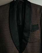-SPECIAL- "Maison Martin Margiela" 00's Check shawl collar smoking jacket with satin contrast
