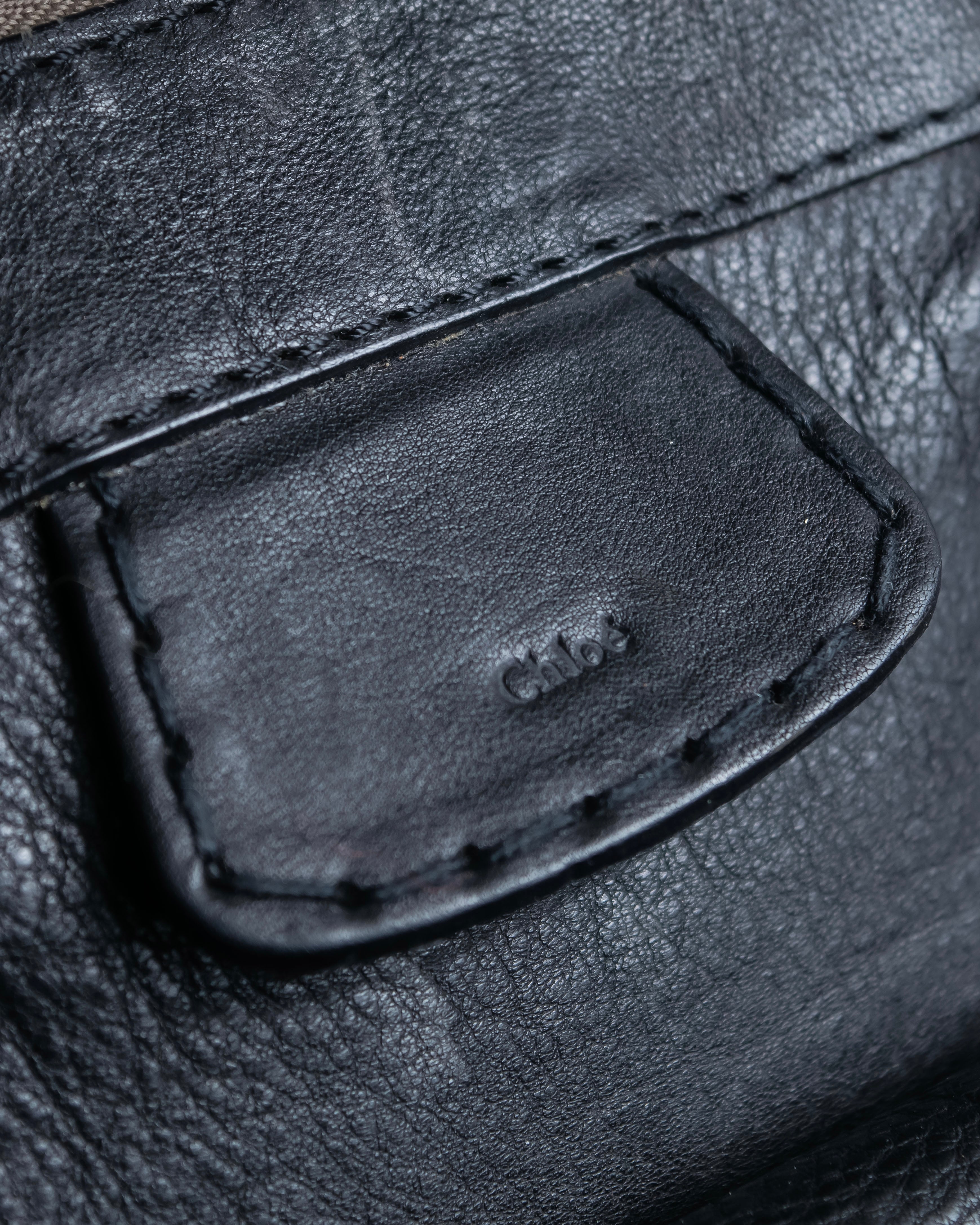 "Chloe" Out pocket detail leather Edith bag