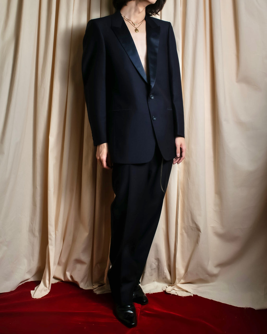 "CHRISTIAN DIOR MONSIEUR" Satin switching design tuxedo dress set up