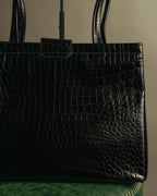 “Salvatore Ferragamo” 90’s-00’s crocodile embossed structured tote bag