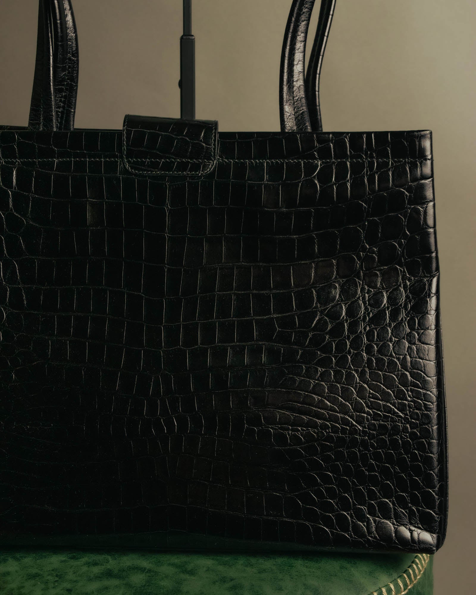 “Salvatore Ferragamo” 90’s-00’s crocodile embossed structured tote bag