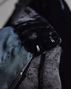 "CELINE" Pleated satin hem velvet flare skirt