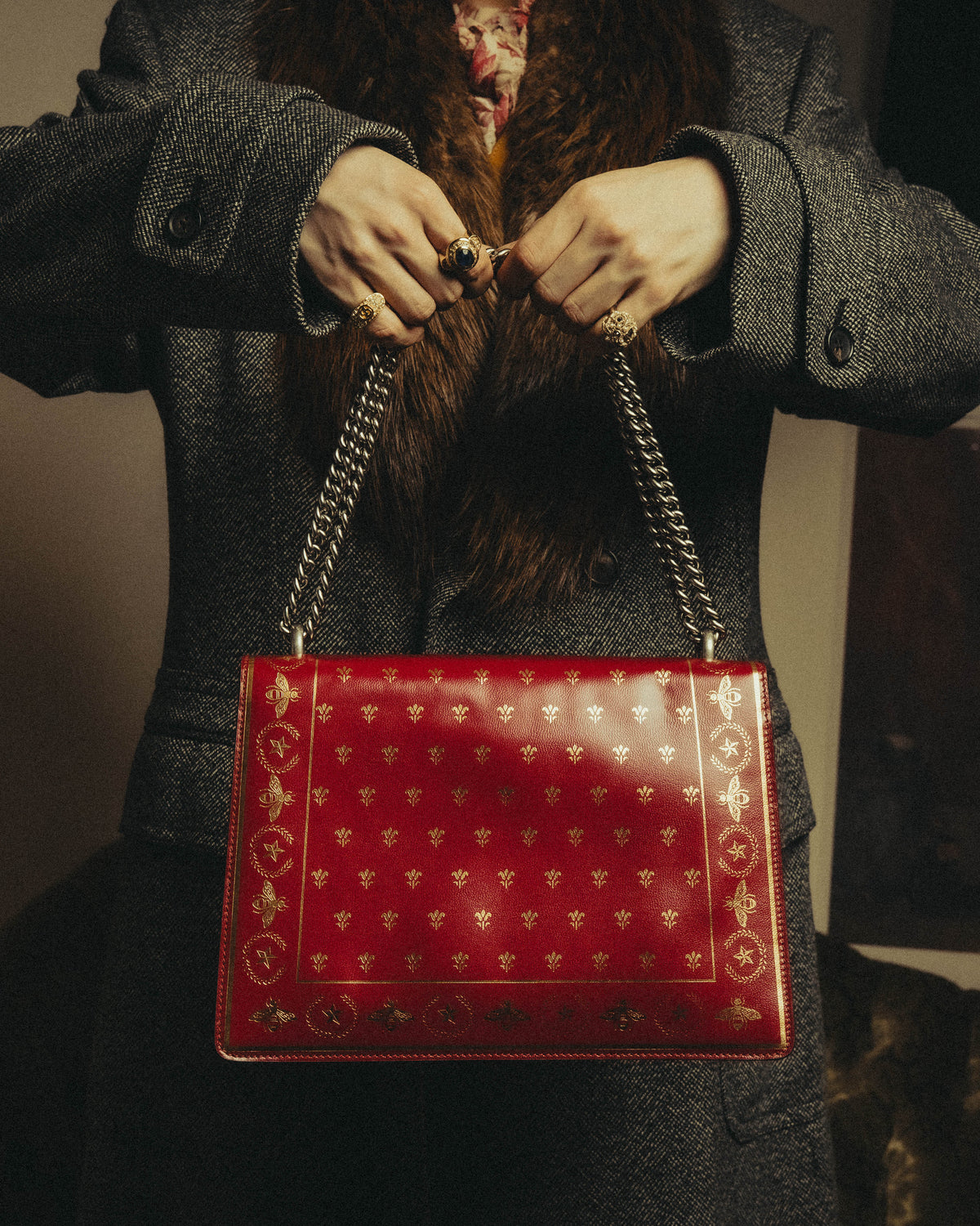 -SPECIAL- "GUCCI" 2010's-20's Collectible gucci garden embellished leather dionysus chain shoulder bag