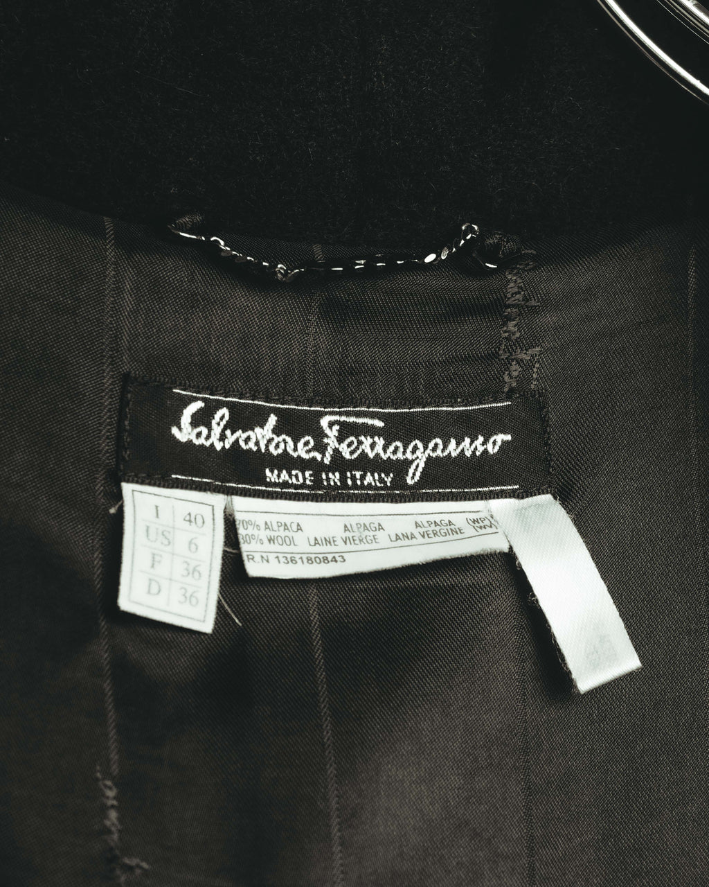 -SPECIAL- "Salvatore Ferragamo" 90's-00's Alpaca wool oversized shawl collar long coat
