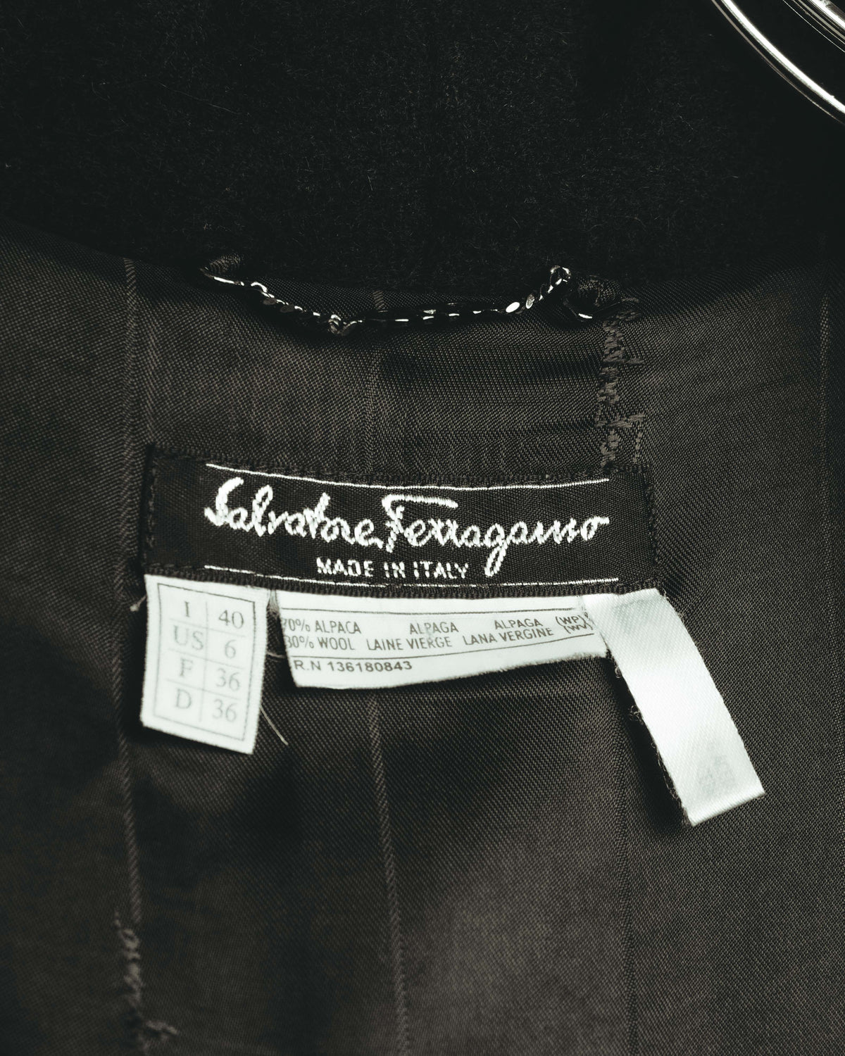 -SPECIAL- "Salvatore Ferragamo" 90's-00's Alpaca wool oversized shawl collar long coat