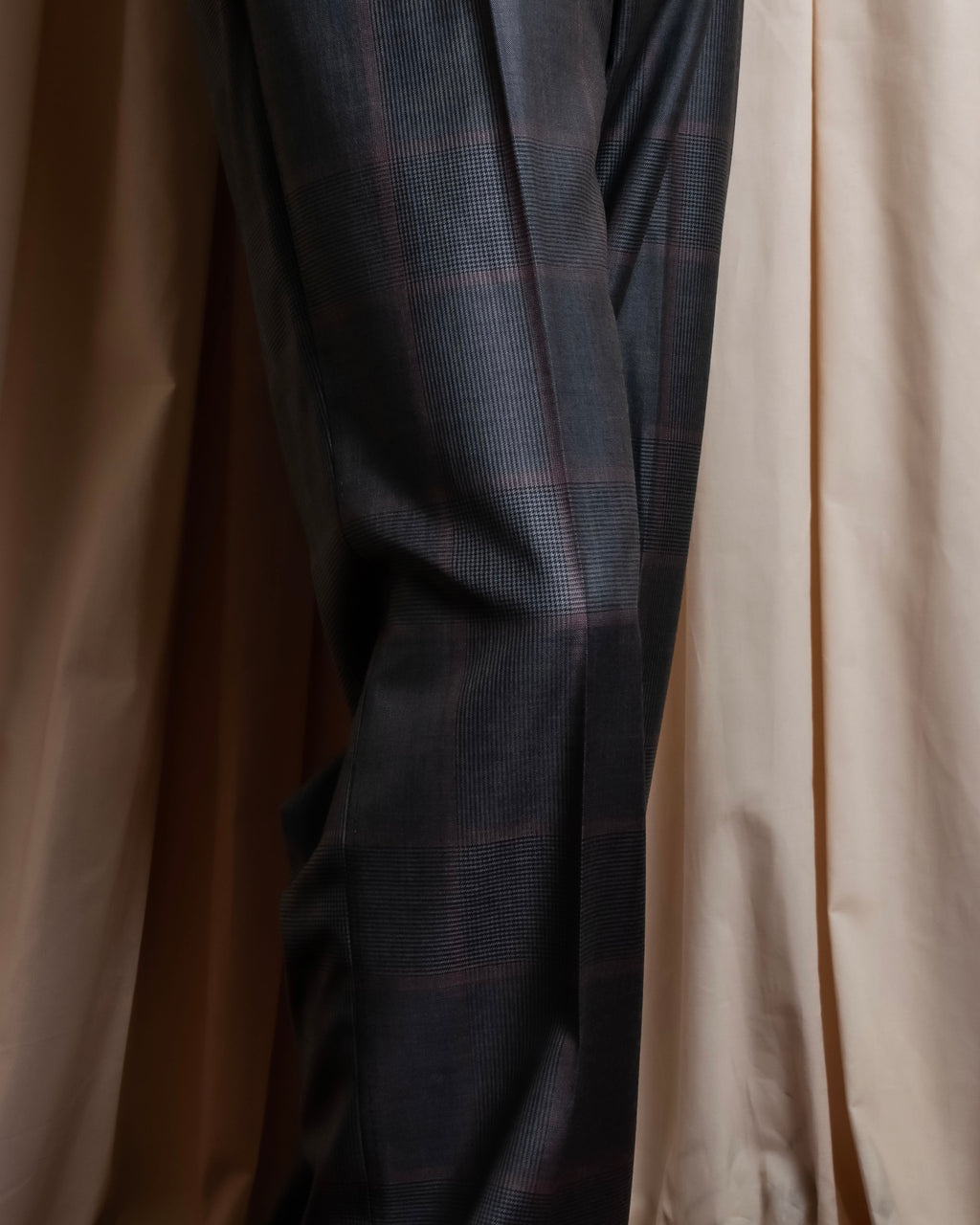 "GUCCI" Glen plaid wool wide tapered slacks