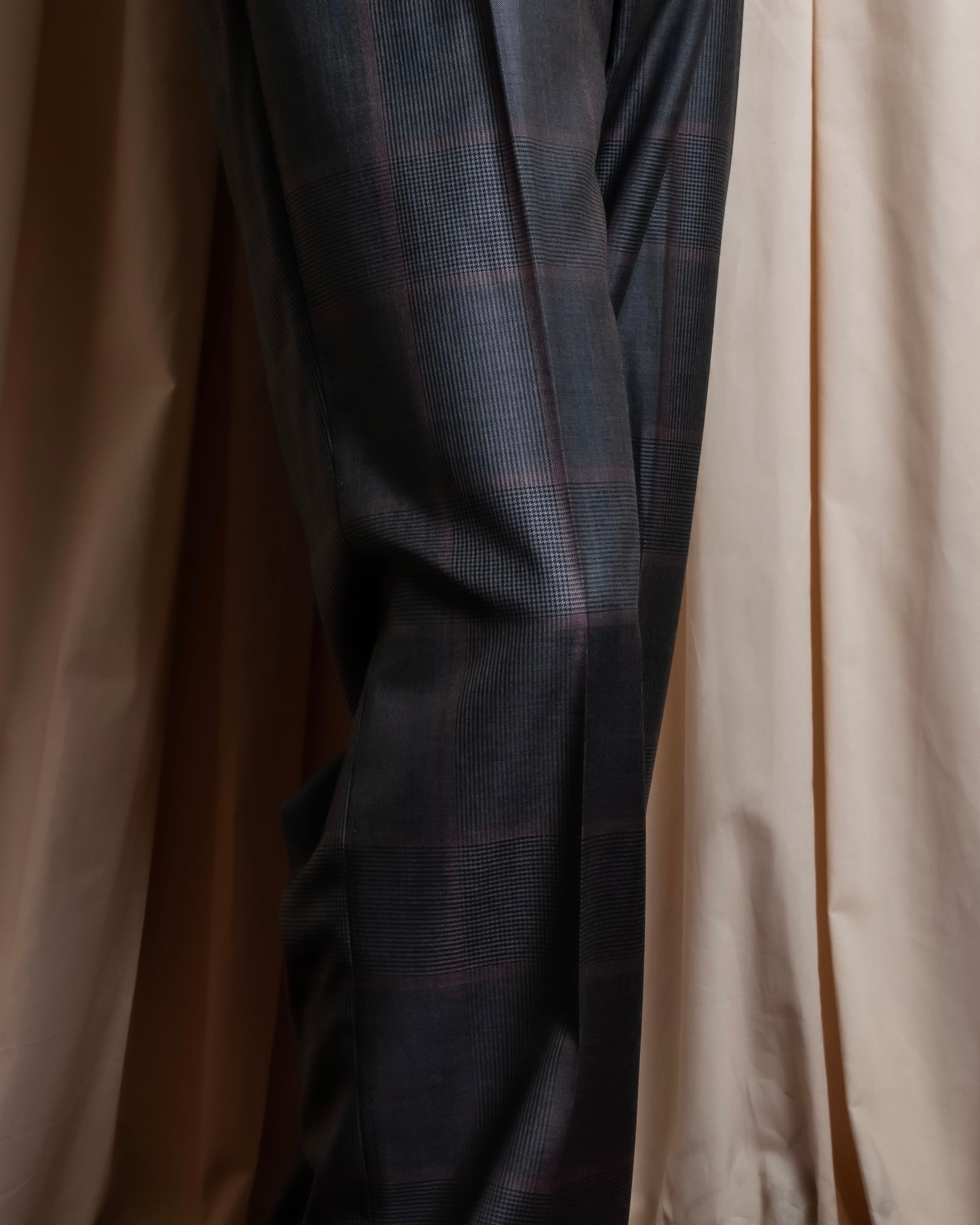 "GUCCI" Glen plaid wool wide tapered slacks