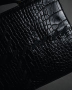 "YVES SAINT LAURENT" 90’s crocodile embossed lace up handbag