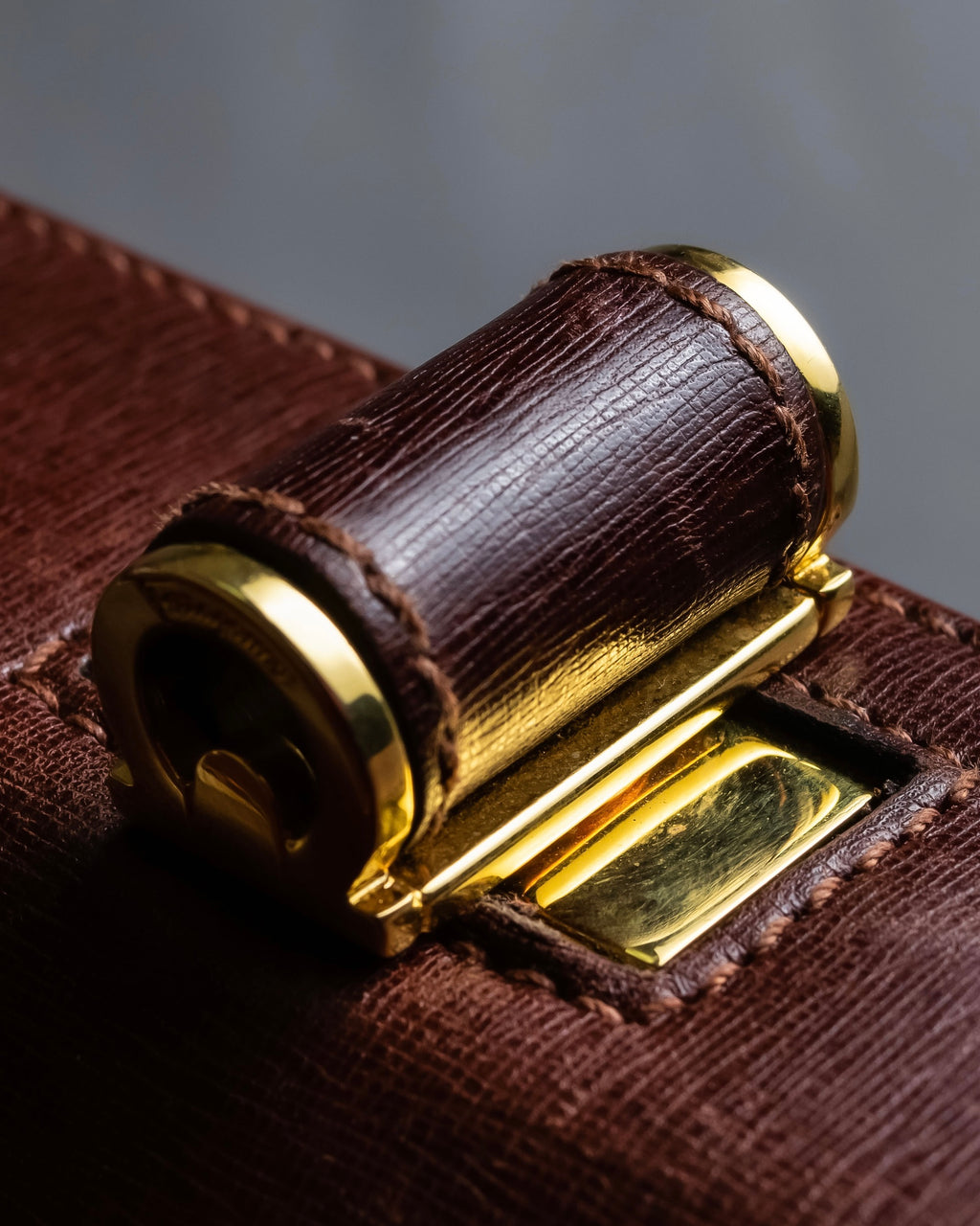 "Salvatore Ferragamo" Half-moon shaped Bordeaux color leather shoulder bag