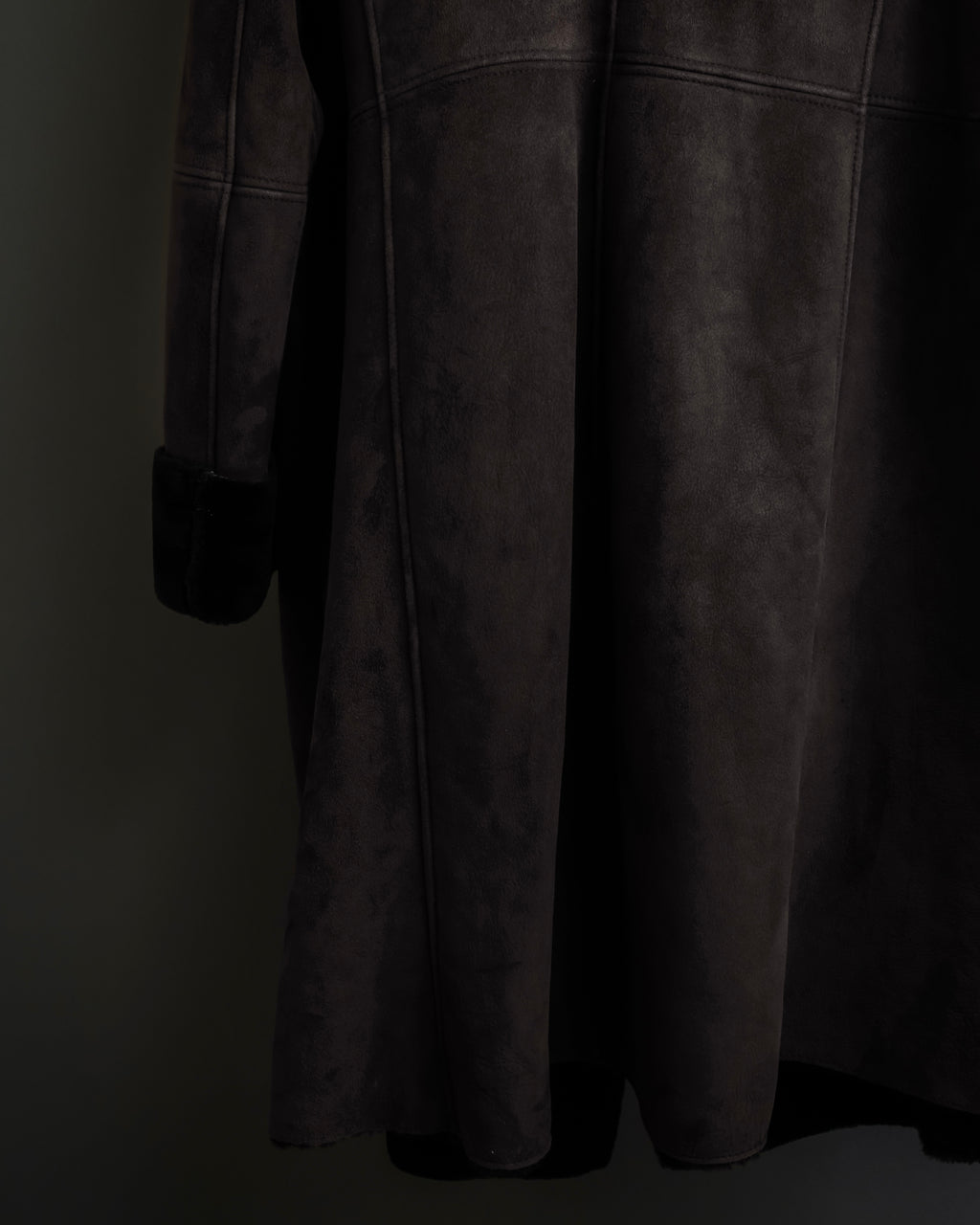 "NORTH BEACH" Smoky lamb fur design suede leather coat