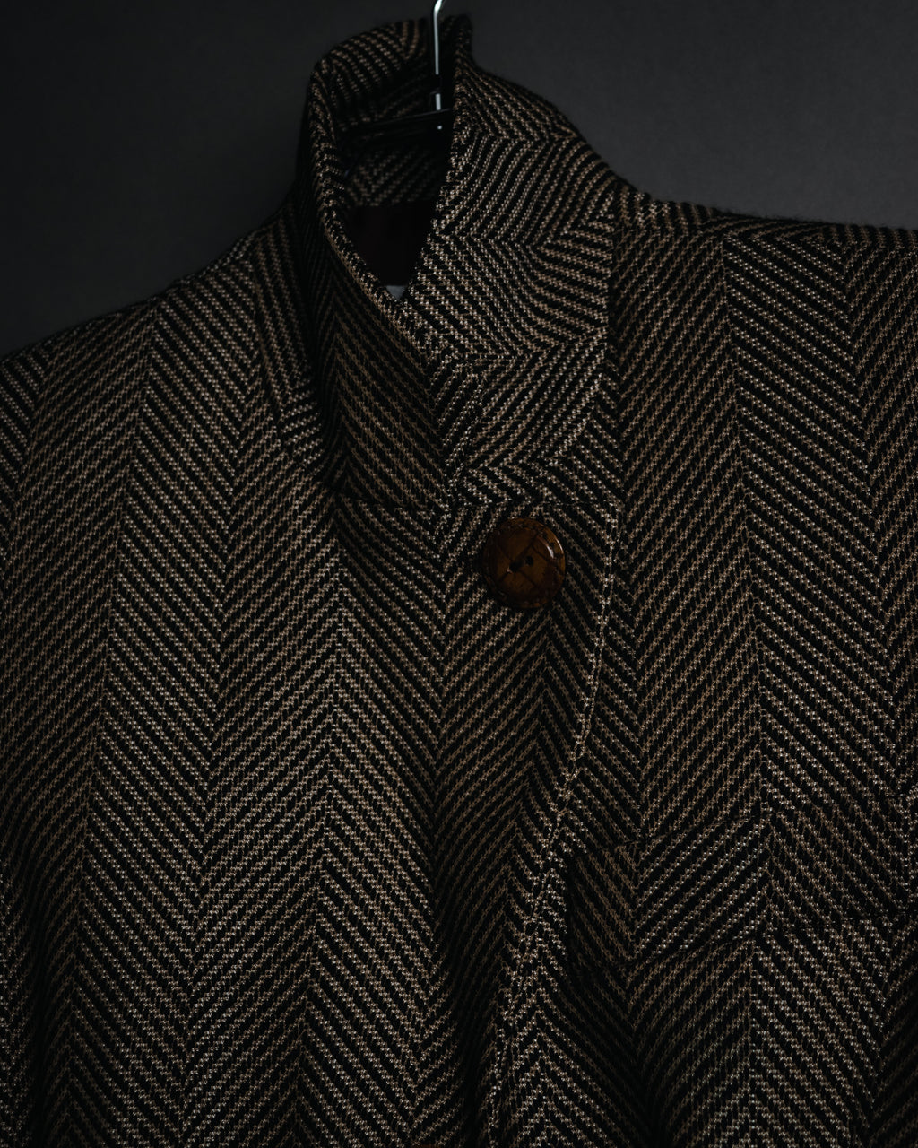 "GIANFRANCO FERRE STUDIO" 90’s-00’s Architectural hourglass herringbone tailored jacket