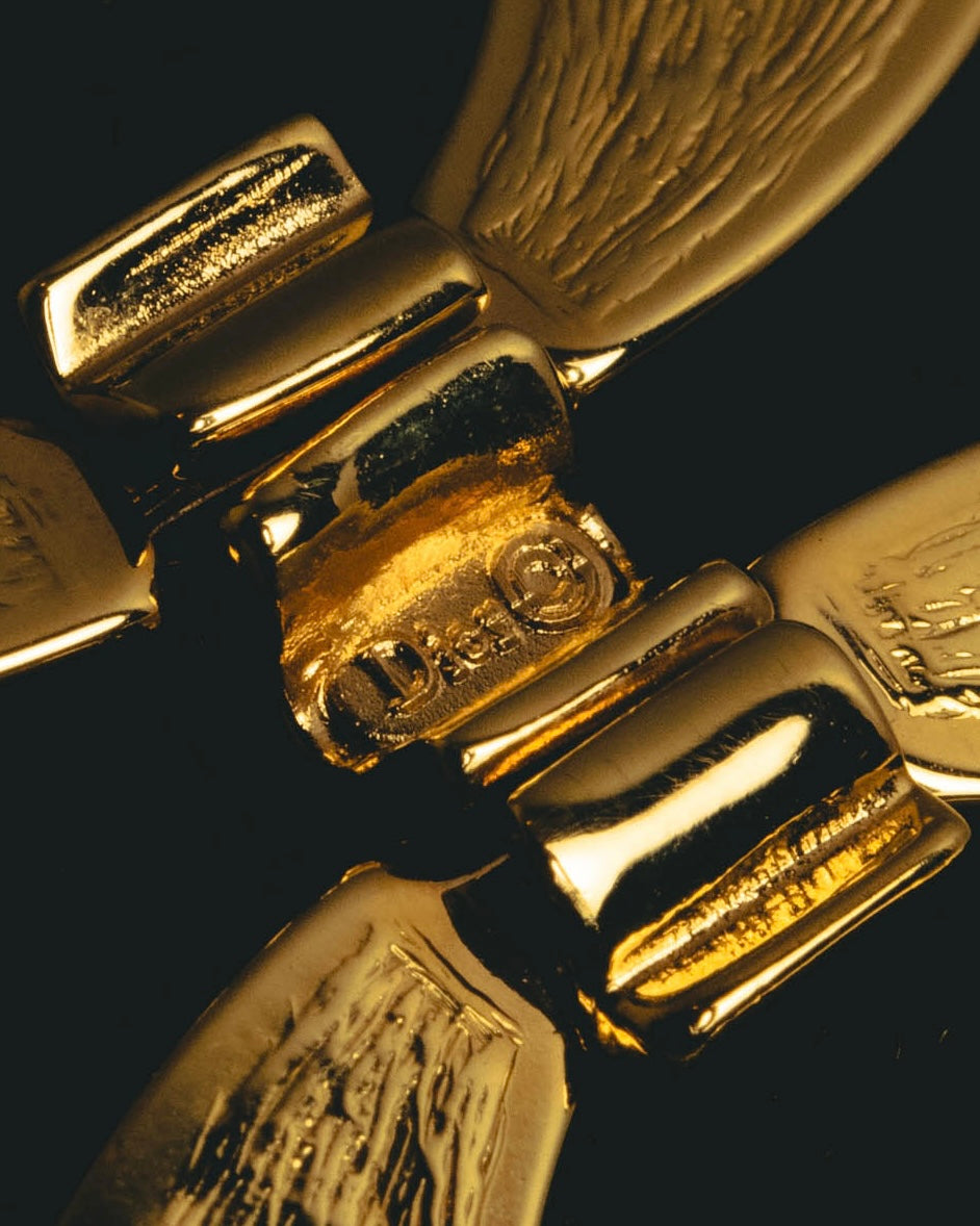 "Christian Dior" 80's-90's Sculptural gold tone link bracelet