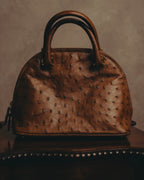 "LOEWE" 80's-90's Classic ostrich leather top handle handbag