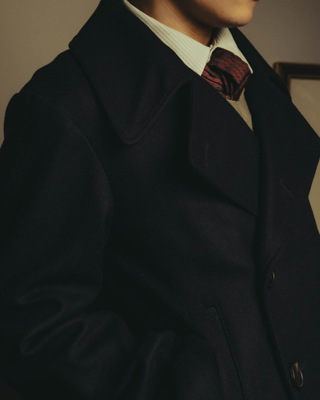 -SPECIAL- "DRIES VAN NOTEN" 10's Sculptural wide lapel double breasted wool coat