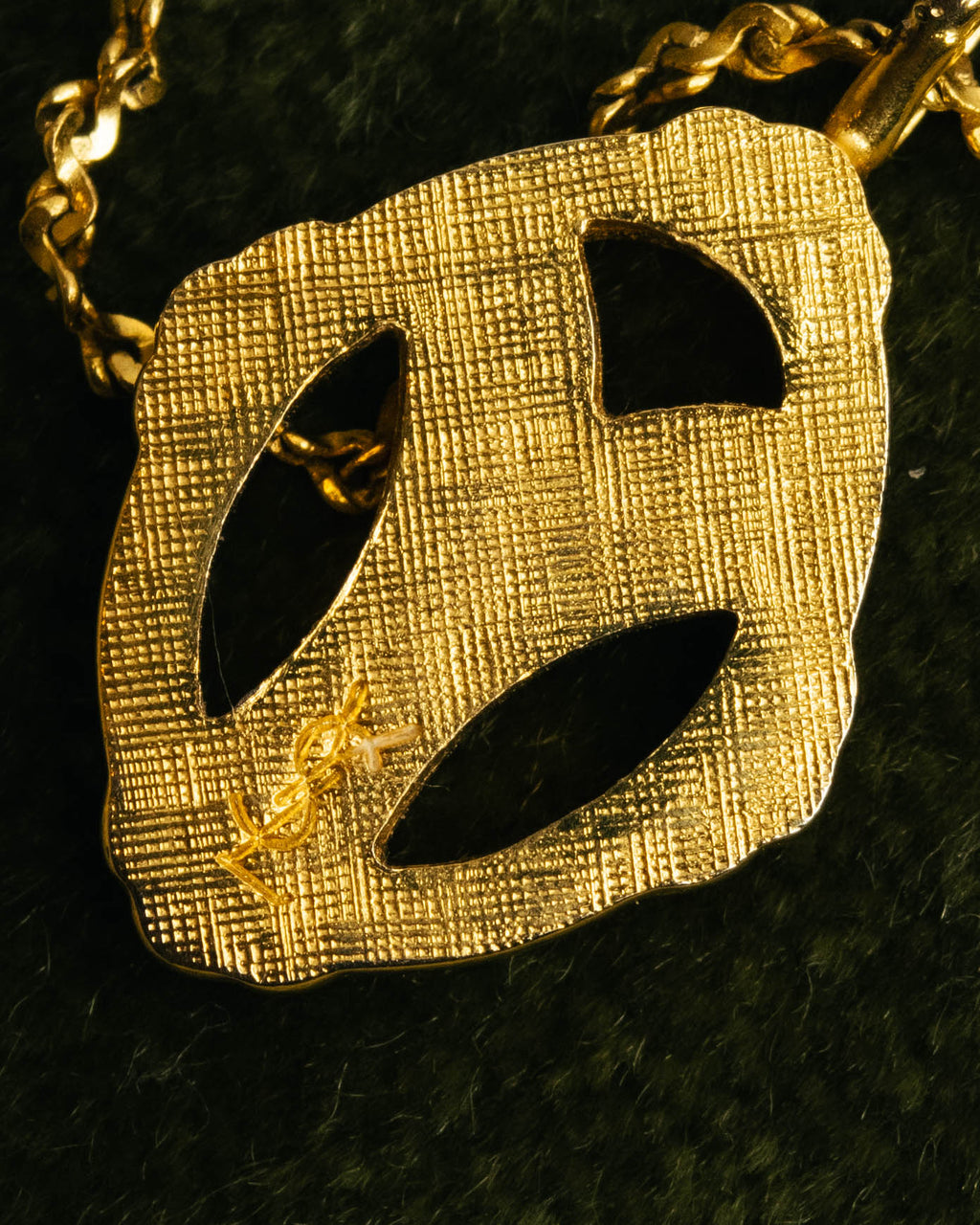 "Yves Saint Laurent" 80's-90's Gold tone rhinestone pendant necklace