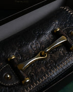 "GUCCI" GG mark embossed leather horsebit long wallet