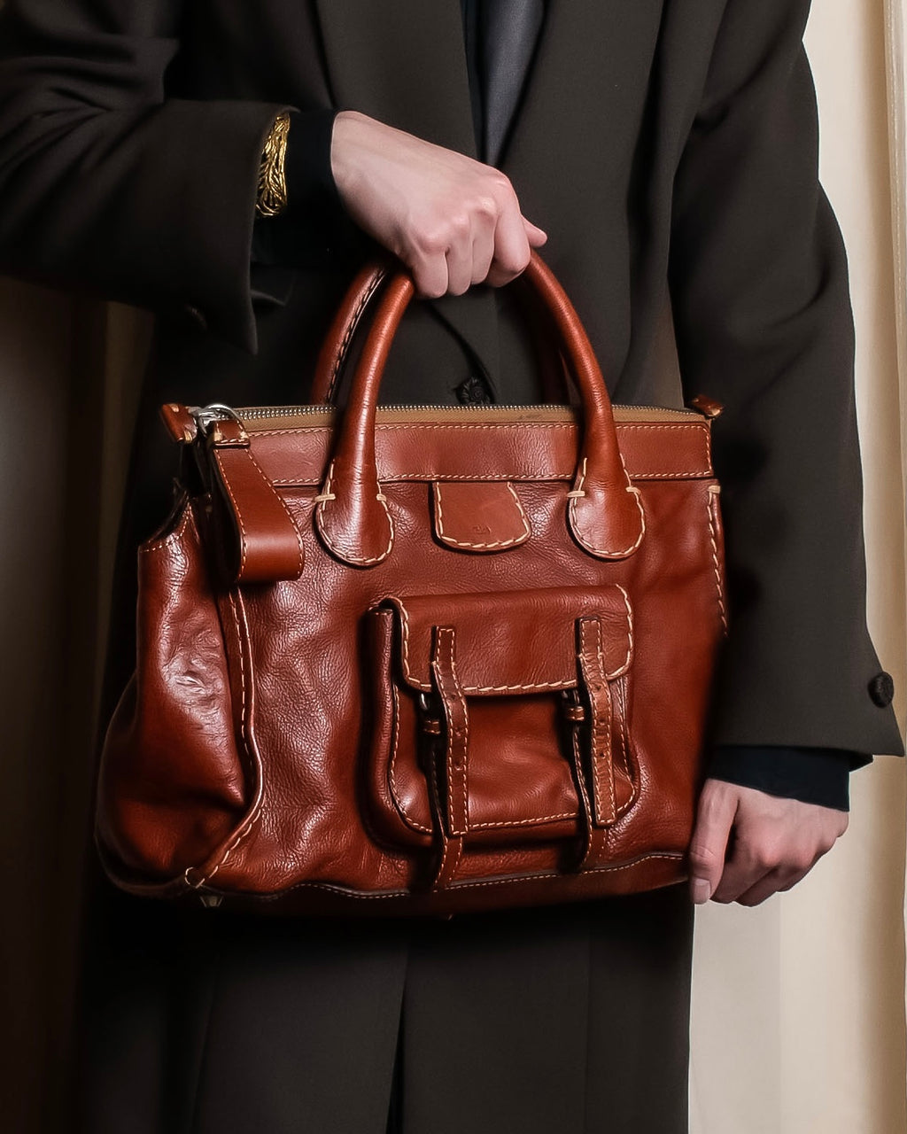 "Chloe" Edith series crossbody leather bag