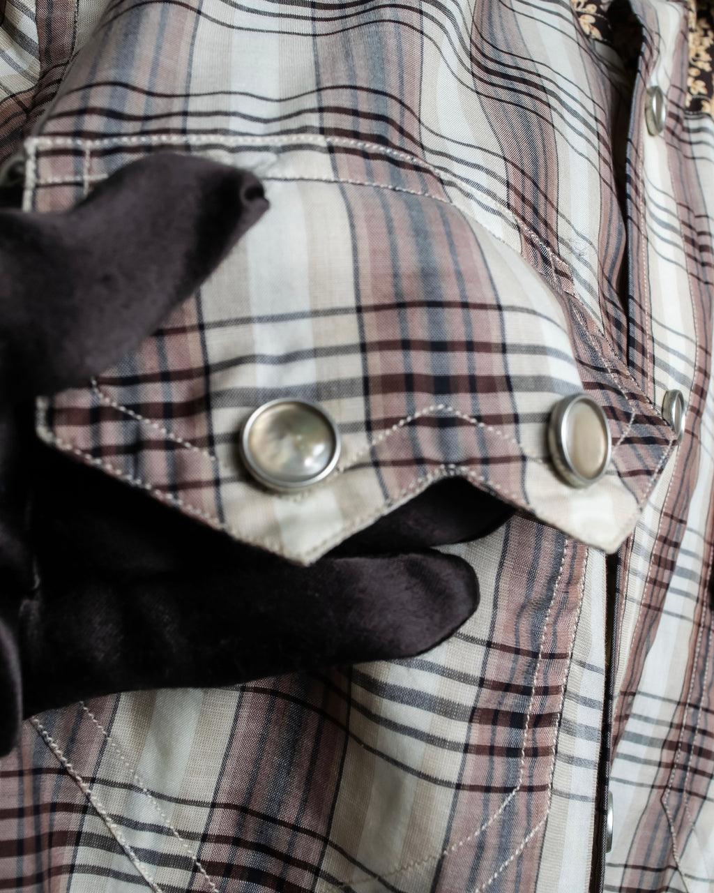 "GUCCI" Floral and checkered western shirt