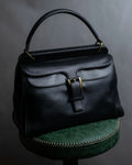 "GUCCI" Double flap design grained leather one-handle bag