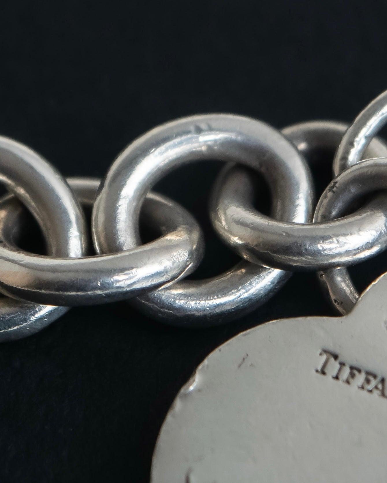 "Tiffany&Co" Heart motif sterling silver chain bracelet