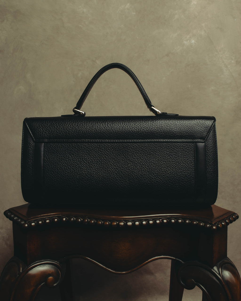 "Burberrys" 80's-90's Classic black leather top-handle handbag